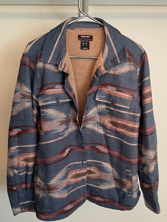 Ariat Jackets & Blazers - Ariat Blue Multi-Color Southwestern Sherpa-Lined Jacket